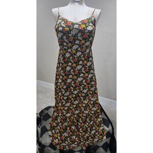 J.Crew Mercantile Floral Spaghetti Strap Maxi Dress Size 10 Black Multicolor